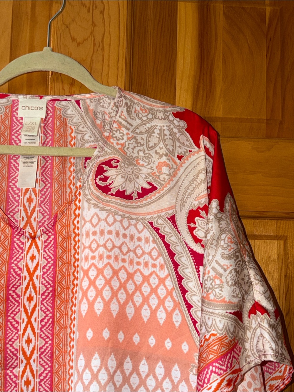 Chico's Coral, Pink & Orange Paisley Tunic